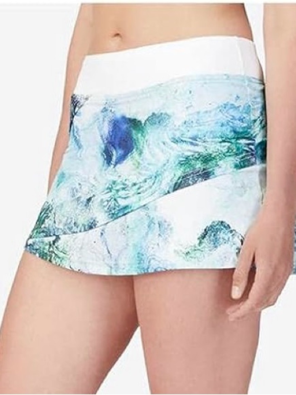 Fila Blue Green Marble Print Tiered Tennis Pickleball Skort Skirt Size Large